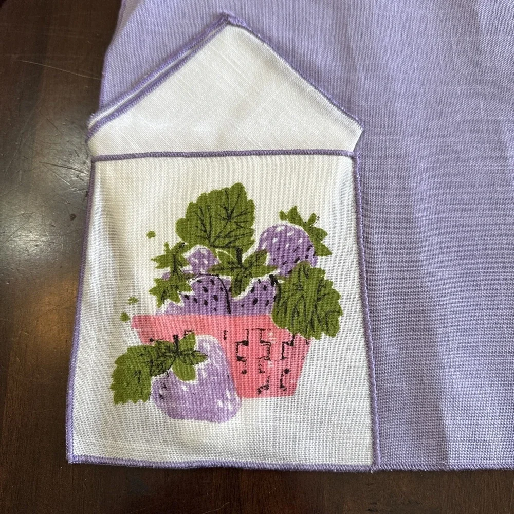 Vintage Placemats & Napkins Set‎ for Four Screen Print Pocket Purple Farmhouse
